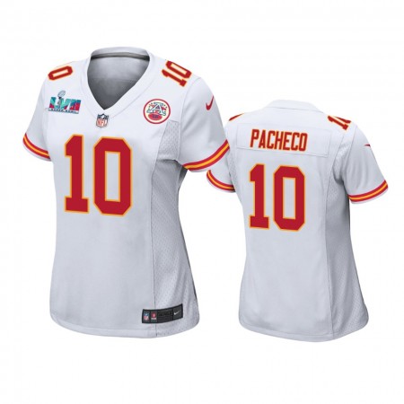 Maillot Femme Kansas City Chiefs Isaih Pacheco 10 Game Super Bowl LVII Blanc